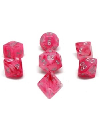 Chessex Set 7D Poly Ghostly Glow Pink/Silver