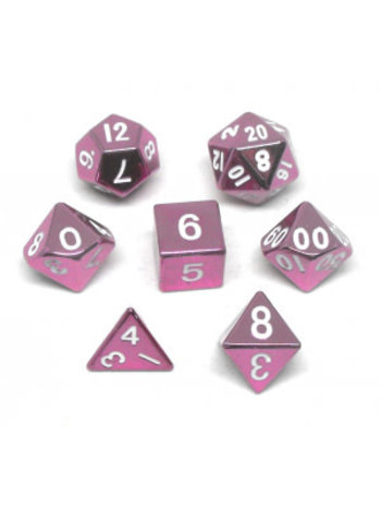 Metallic Dice Game Set 7D Poly Metallic Pink/White