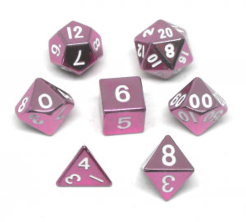 Metallic Dice Game Set 7D Poly Metallic Pink/White