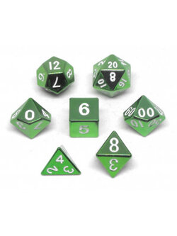 Metallic Dice Game Set 7D Poly Metallic Green/White