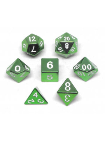 Metallic Dice Game Set 7D Poly Metallic Green/White