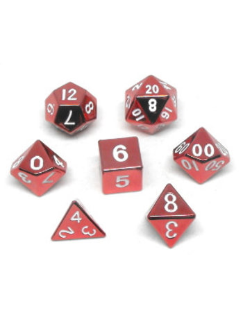 Metallic Dice Game Set 7D Poly Metallic Red/White