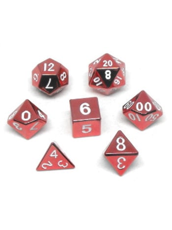 Metallic Dice Game Set 7D Poly Metallique Rouge/Blanc