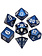 Metallic Dice Game Set 7D Poly Metallic Bleu/Blanc