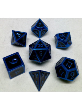 Metallic Dice Game Set 7D Poly Metallic Blue/Black enamel
