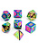 Metallic Dice Game Kit of 7 Polyhedral Metal Dice - Rainbow with Gold Number