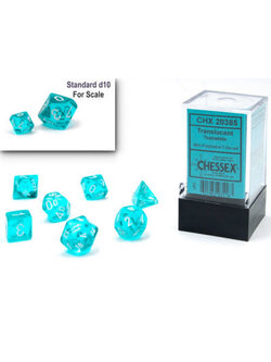 Chessex Set 7 D Poly Mini - Transparent Sarcelle/Blanc