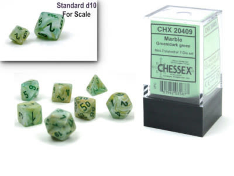 Chessex Set 7D Poly Mini -Marble Green/Dark Green