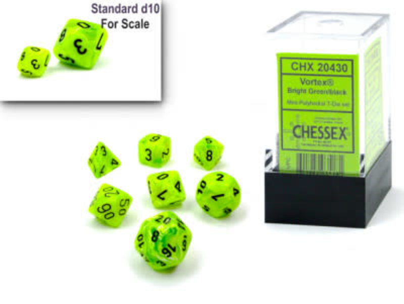 Chessex Set 7D Poly Mini - Vortex Bright Green/Black