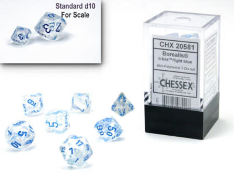 Chessex Set 7D Poly Mini - Borealis Luminary Glaçons/Bleu