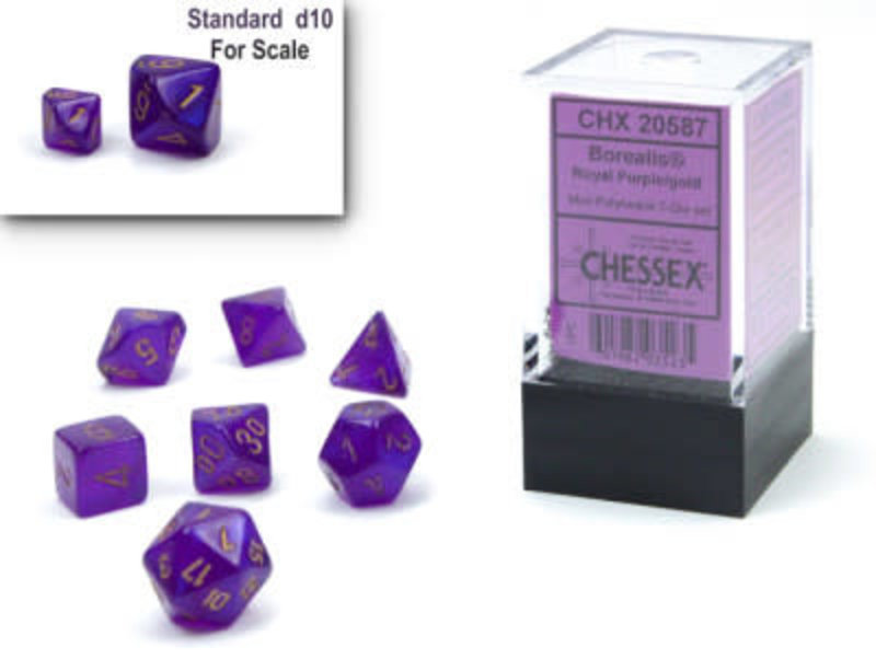 Chessex Set 7D Poly Mini - Borealis Luminary Royal Purple/Gold