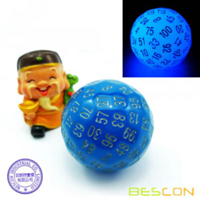 Bescon 100 sided dice - blue glow in the dark