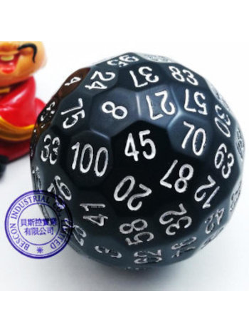 100 Sided Dice - Opaque Black