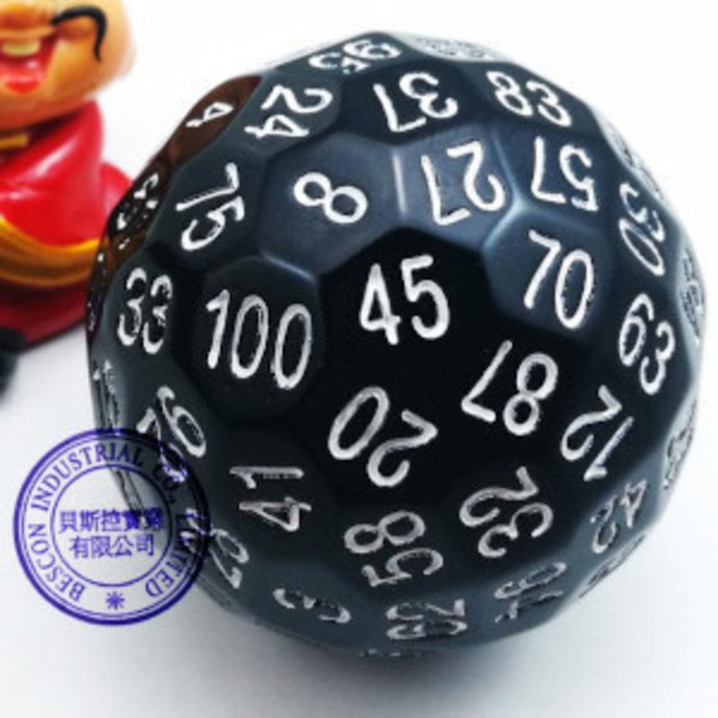 100 Sided Dice - Opaque Black