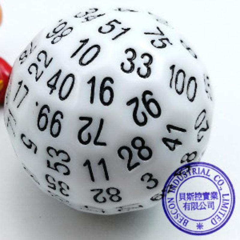 100 Sided Dice - Opaque White