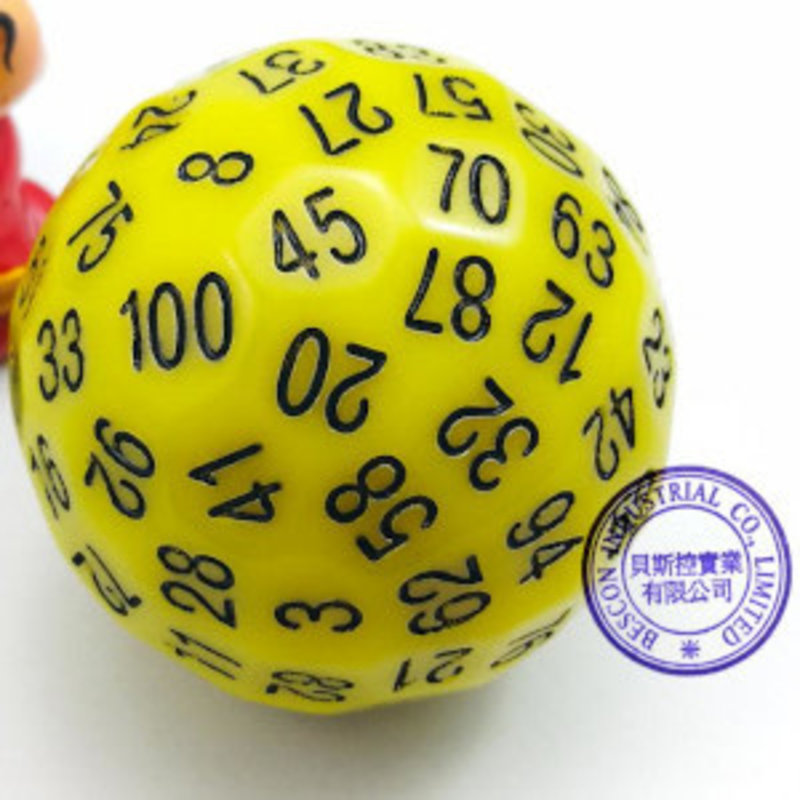 100 Sided Dice - Opaque Yellow