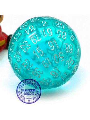 100 Sided Dice - Clear Teal