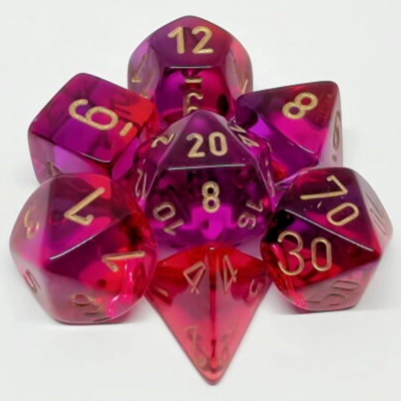 Chessex Set 7D Gemini Translucent Red-Purple/Gold