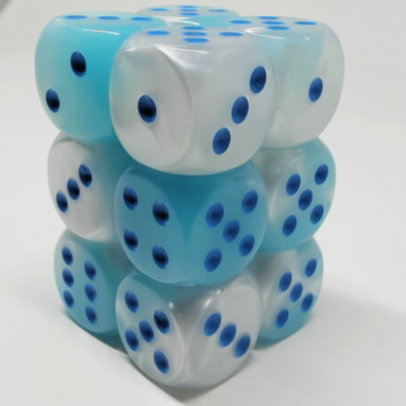 Chessex Brique 12 D6 Gemini Perlé Sarcelle/Blanc - Bleu