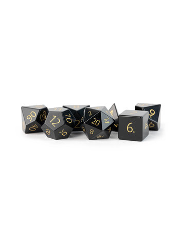 Metallic Dice Game Set 7D Poly Obsidienne Noire Gravée