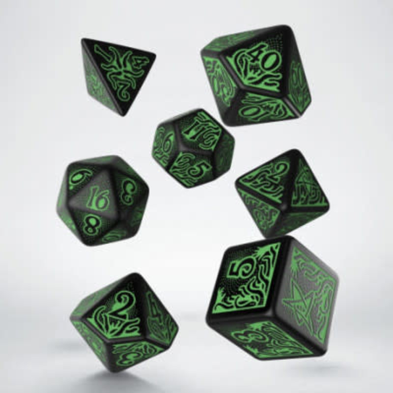 Q Workshop Call of Cthulhu 7th Ed. Dice - Black with Green Numbers