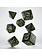Q Workshop Set of 7 Black Steampunk Polyhedral Dice with Glow in the Dark Numbers!
