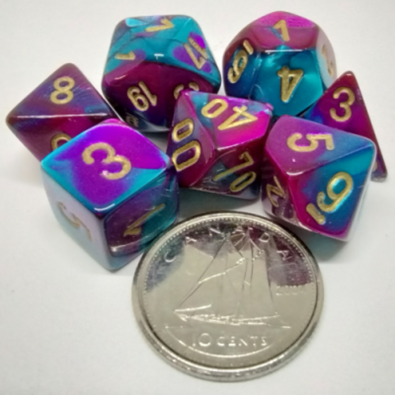 Chessex Set 7D Poly Mini - Gemini Purple/Teal/Gold