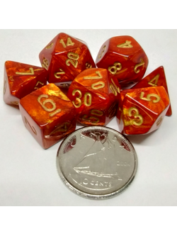 Chessex Set 7D Poly Mini - Scarab Scarlet/Gold