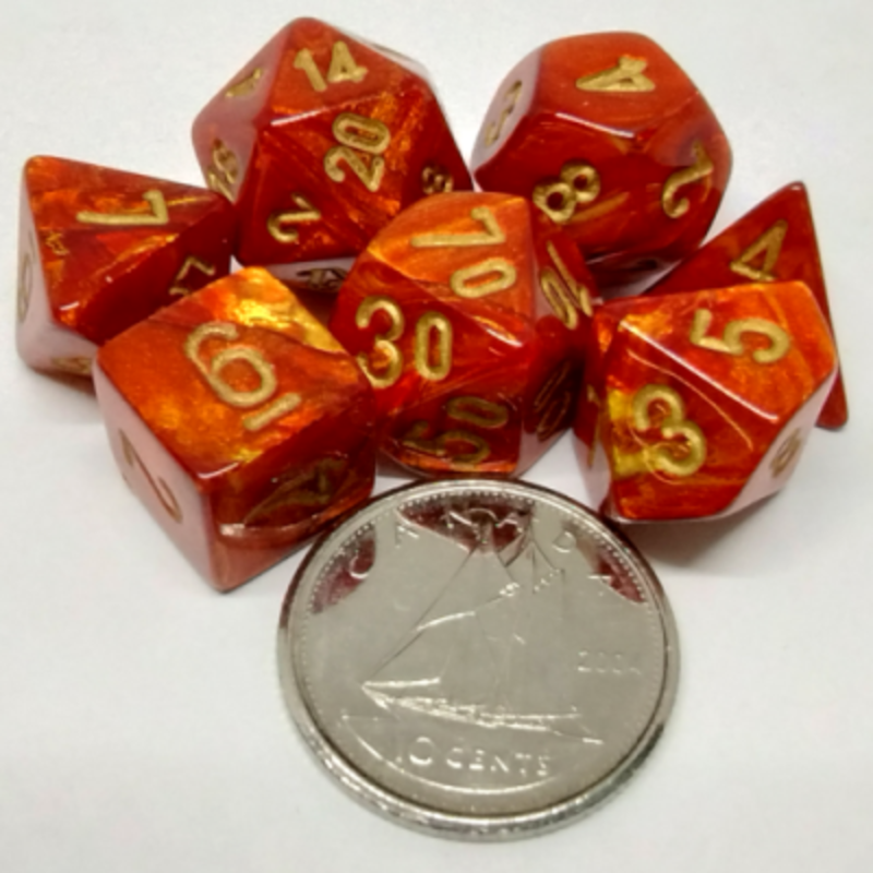 Chessex Set 7D Poly Mini - Scarab Scarlet/Gold