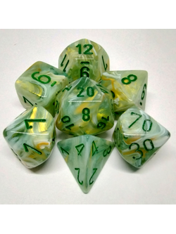 Chessex Set 7D Poly - Marble  Green/Dark Green