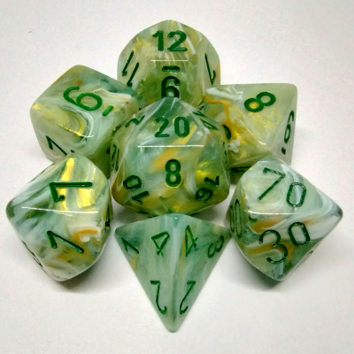 Chessex Set 7D Poly - Marble  Green/Dark Green