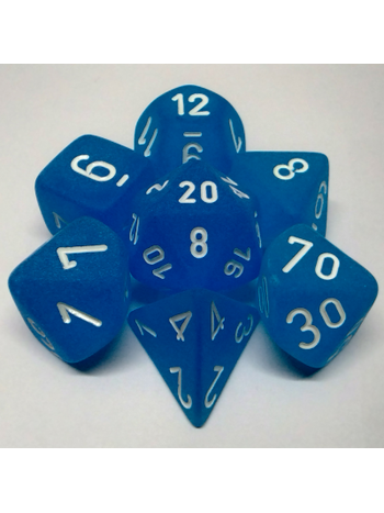 Chessex Set 7D Poly Frosted Caribbean Blue/White