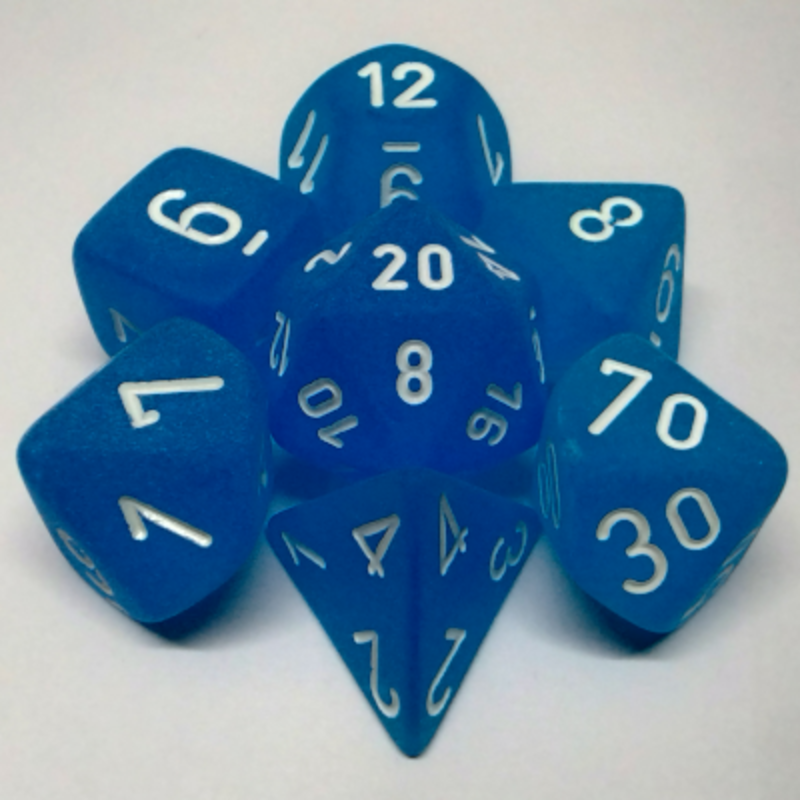 Chessex Set 7D Poly Frosted Caribbean Blue/White