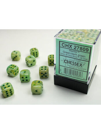 Chessex Set 36 D6 Marble Green/Dark Green