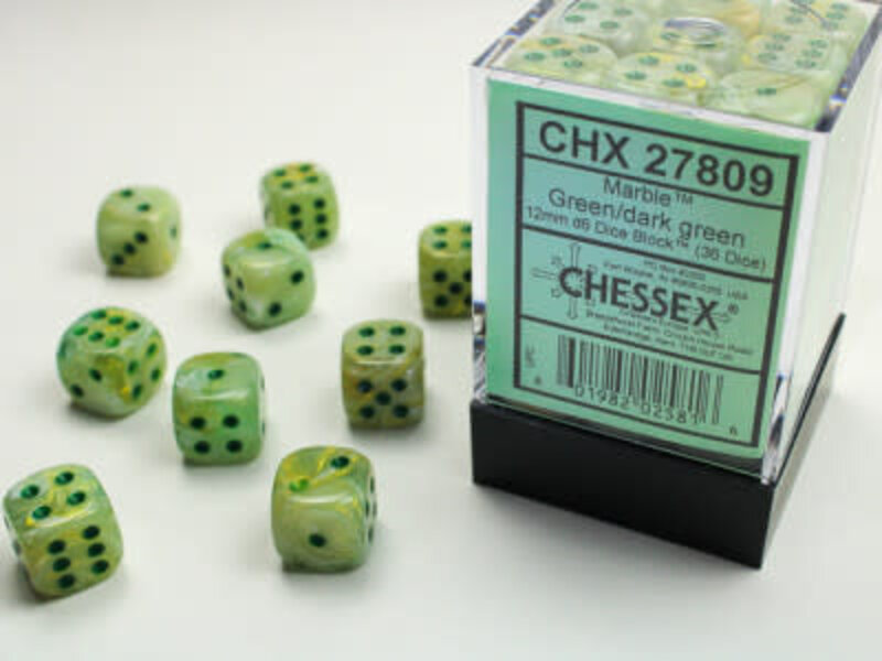 Chessex Set 36 D6 Marble Green/Dark Green