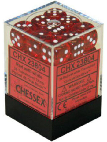 Chessex Set 36 D6 Translucent Red/White