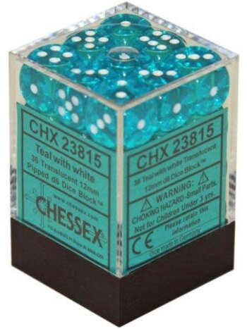 Chessex Set 36 D6 Translucent Teal/White