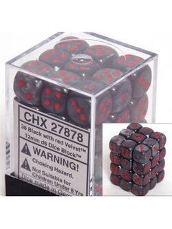 Chessex Brique de 36 D6 12mm Velvet Noir/Rouge