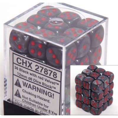 Chessex Brique de 36 D6 12mm Velvet Noir/Rouge