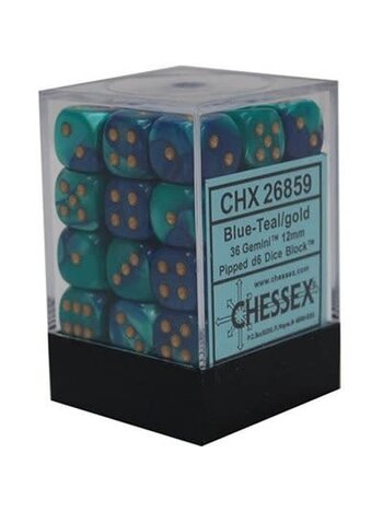 Chessex Brique 36 D6 - Gemini Bleu-Sarcelle/Or
