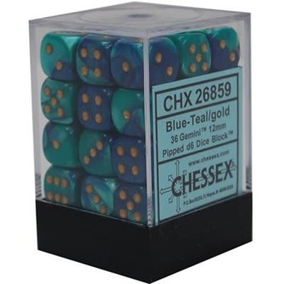 Chessex Brique 36 D6 - Gemini Bleu-Sarcelle/Or