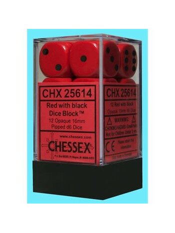 Chessex Set 12 D6 Opaque Red/Black