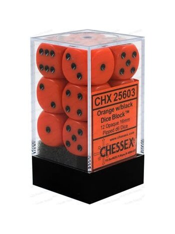 Chessex Set 12 D6 Opaque Orange/Black
