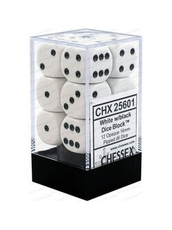 Chessex Ensemble 12 D6 Opaque Blanc/Noir