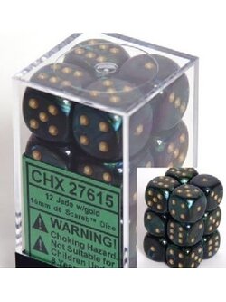 Chessex Ensemble 12 D6 Scarab Jade/Gold