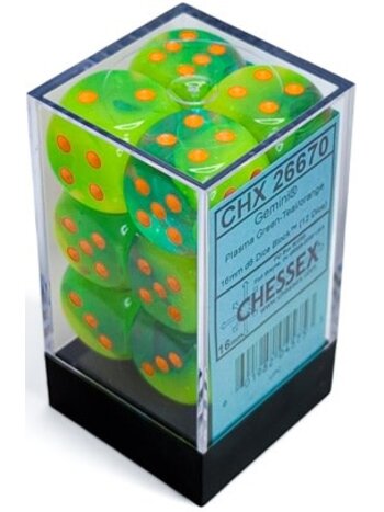 Chessex Ensemble 12 D6 Gemini Plasma Green-Teal/Orange
