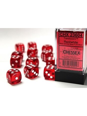 Chessex Ensemble 12 D6 Transparent Rouge/Blanc
