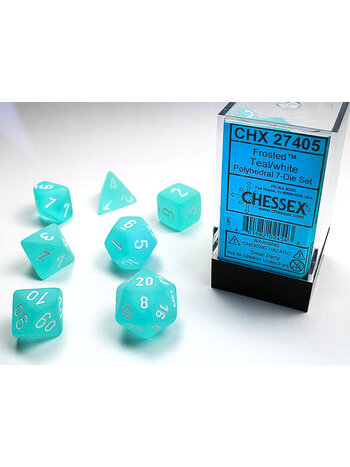 Chessex Ensemble 7D Poly Givré Sarcelle/Blanc