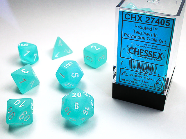 Chessex Ensemble 7D Poly Givré Sarcelle/Blanc