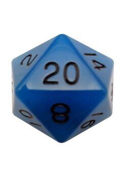 Metallic Dice Game D20 35 mm Acrylic Glow in the Dark Bleu/Noirs